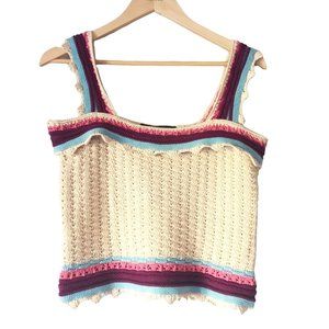 NWT MARC NEW YORK Womens Crochet Cotton Tank Top Cream M Boho Festival